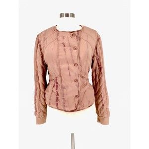 ANTHROPOLOGIE Marrakech Bomber Moto Pink Tie Dye Quilted Jacket Small